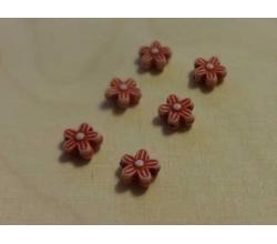 Sechs Perlen kleine Blume rot