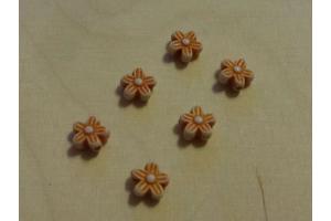 Sechs Perlen kleine Blume orange