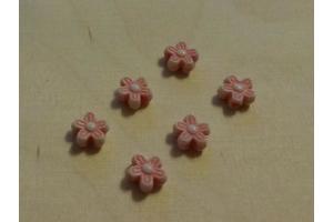 Sechs Perlen kleine Blume rosa