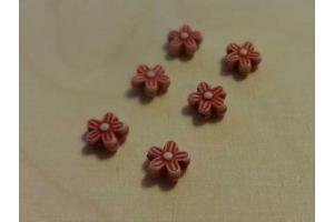Sechs Perlen kleine Blume rot