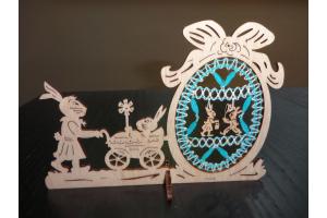 Aufsteller Osterhase mit Kinderwagen